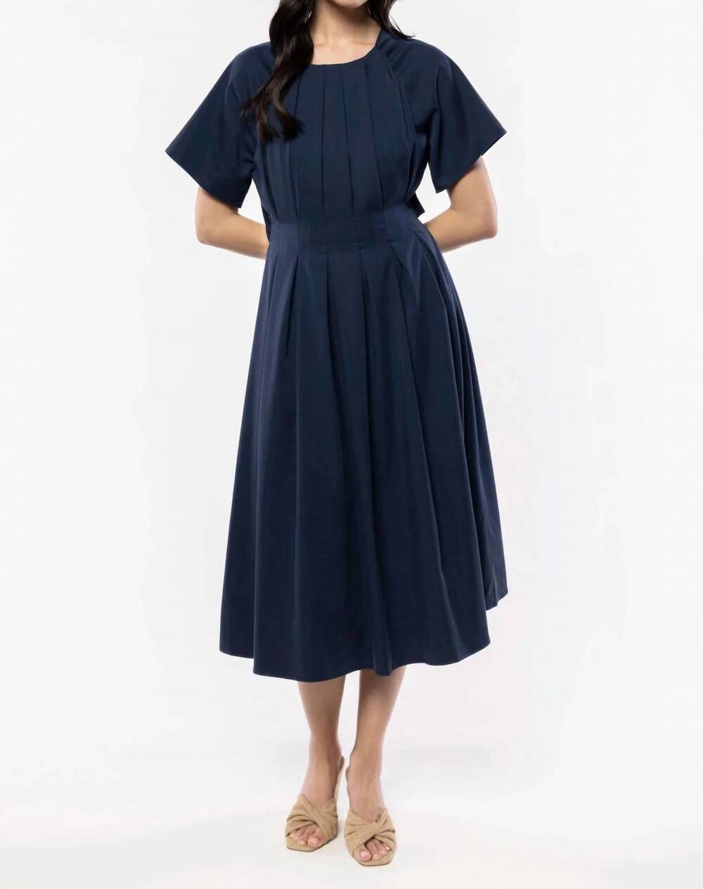 NEW SADIE & SAGE women's pleated madi dress in blue